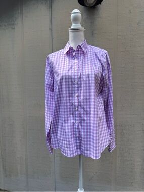 Lands' End Lavender Gingham Button-Down Shirt